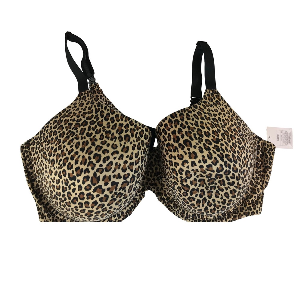 Auden Womens Leopard Print Full Coverage Underwire Bra Tan Black 46DD NWT